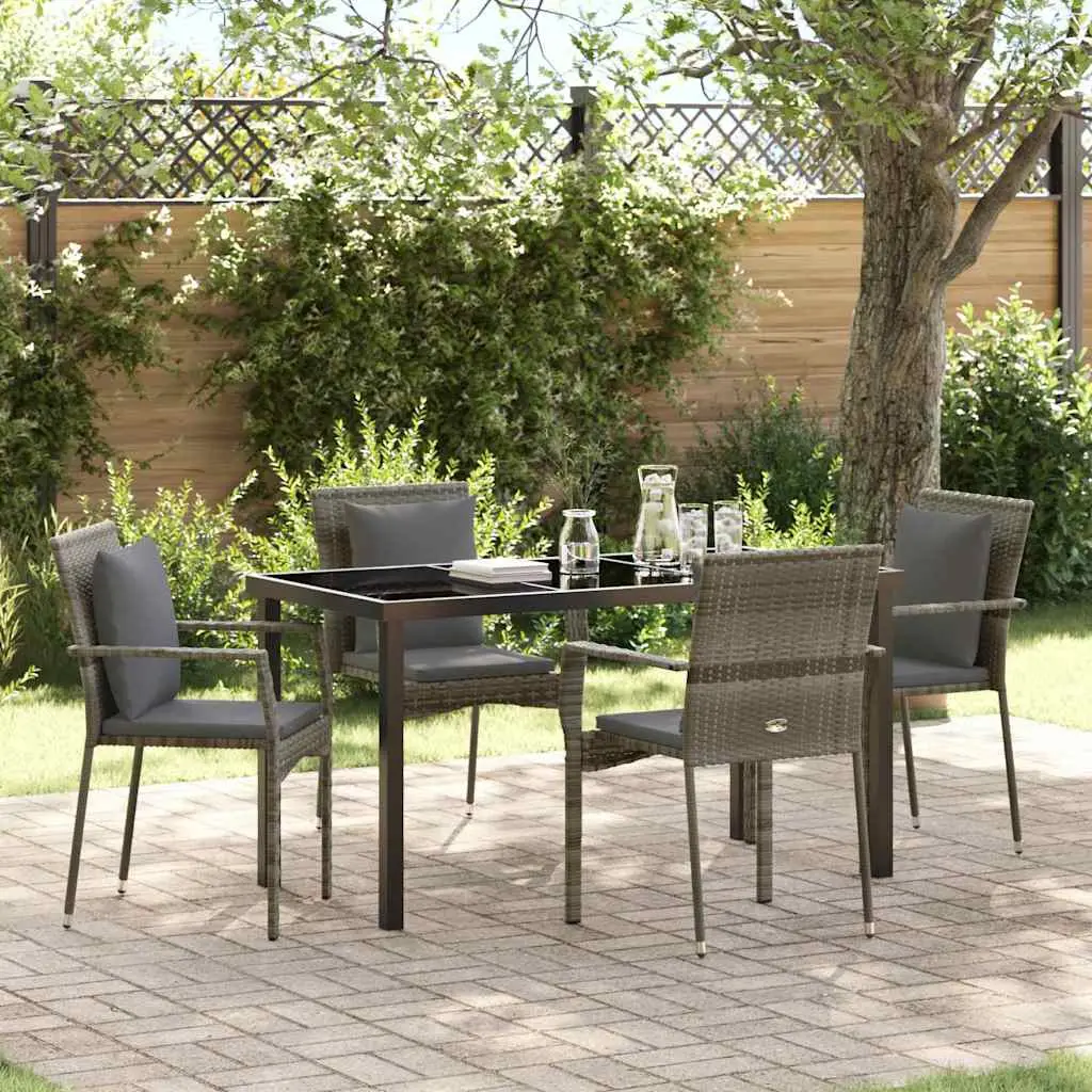 Ensemble de salle à manger pour jardin 5 pcs Gris polyrotin vidaXL 3380087