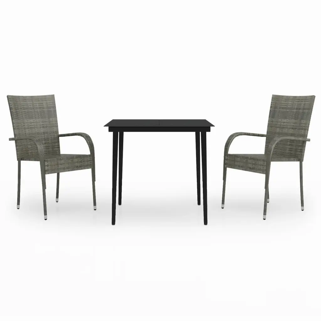 Ensemble de Salon de jardin – meuble de jardin – Mobilier de jardin 3 pcs Gris et noir