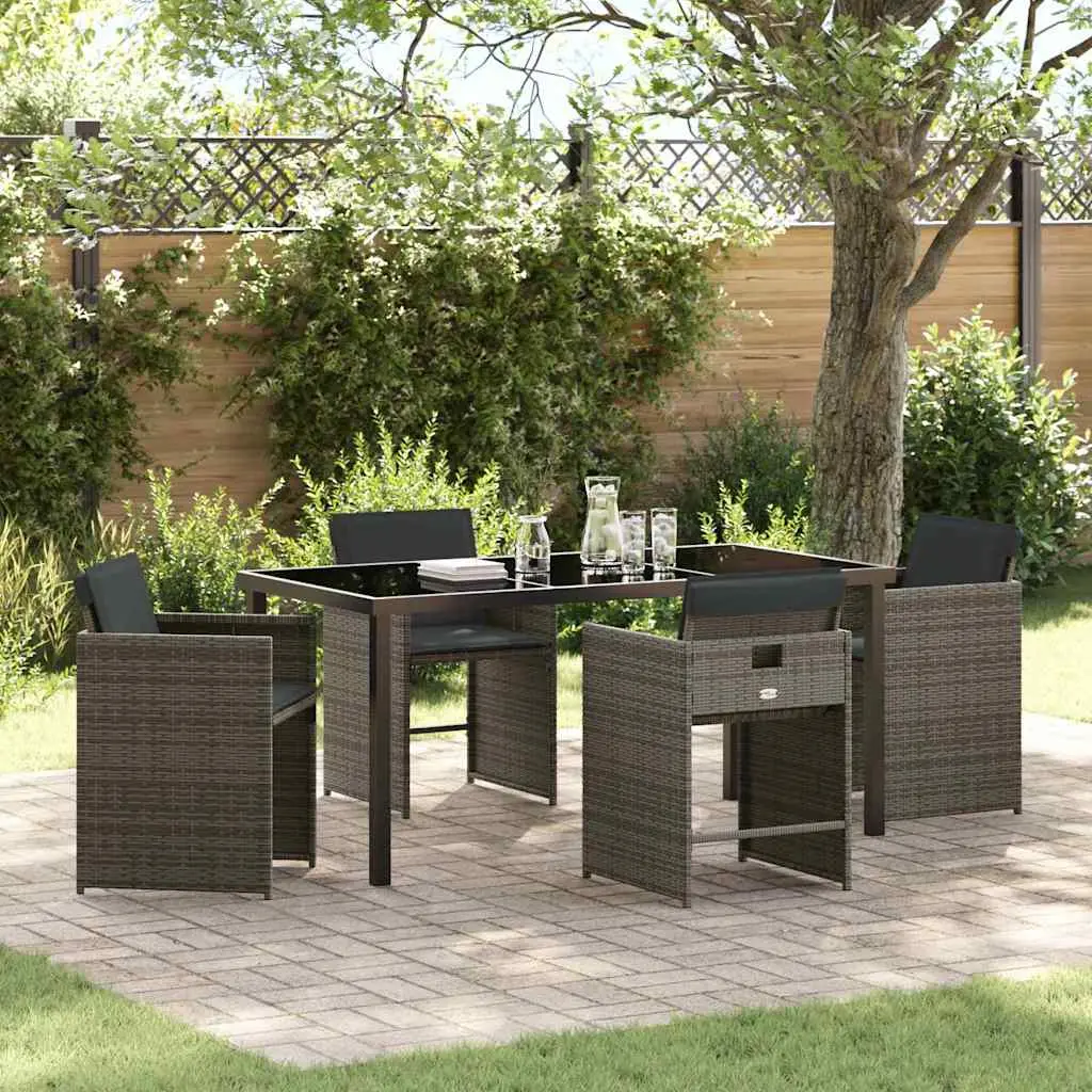 Ensemble de salle à manger pour jardin 5 pcs Gris polyrotin vidaXL 3380695