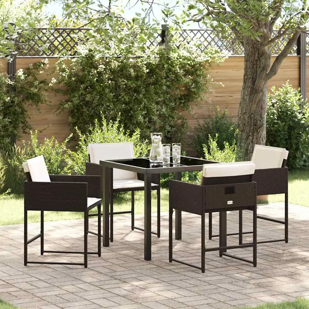 Ensemble de salle à manger pour jardin 5 pcs Marron polyrotin vidaXL 3380725