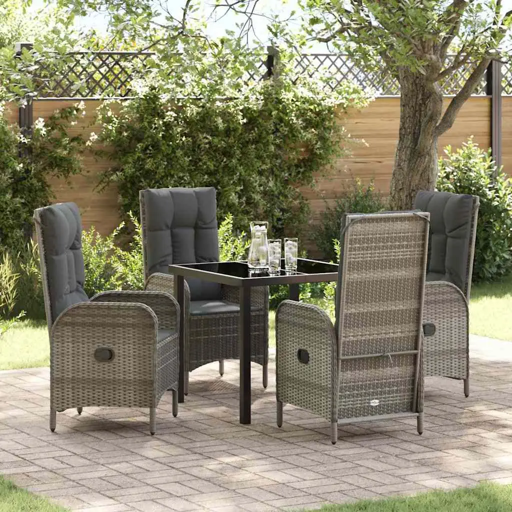 Ensemble de salle à manger pour jardin 5 pcs Gris polyrotin vidaXL 3380128