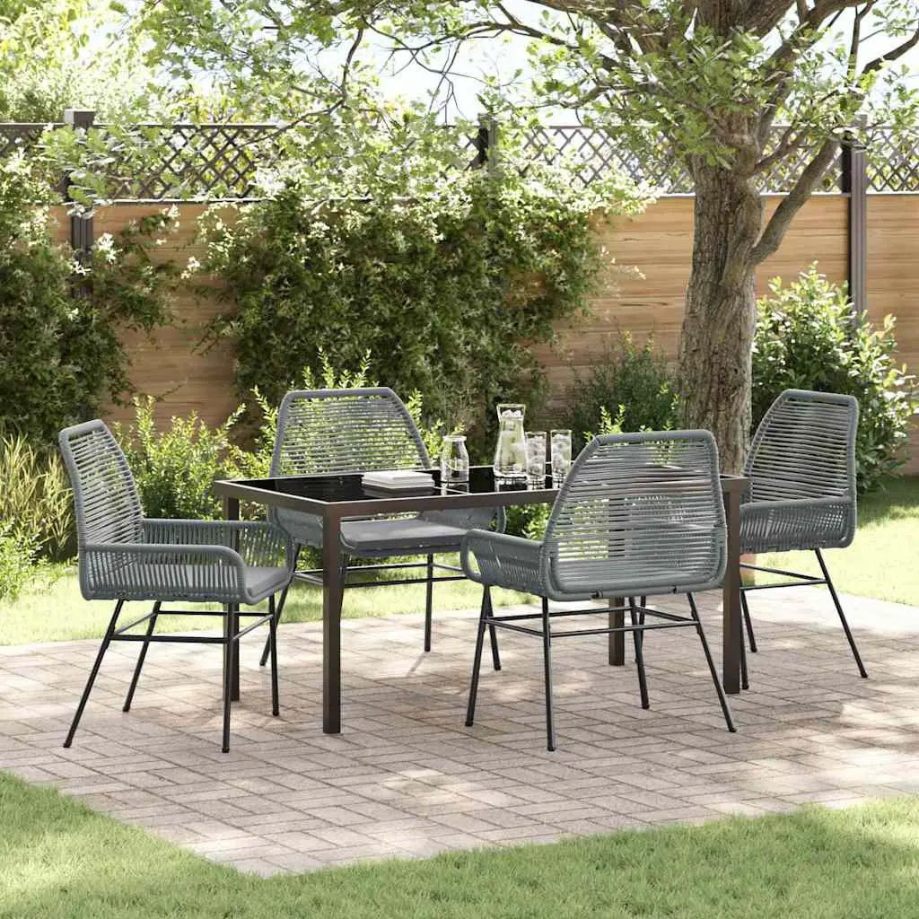 Ensemble de salle à manger pour jardin 5 pcs Gris polyrotin vidaXL 3380886
