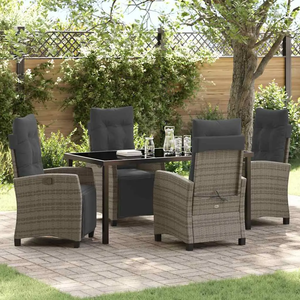 Ensemble de salle à manger pour jardin 5 pcs Gris polyrotin vidaXL 3380438