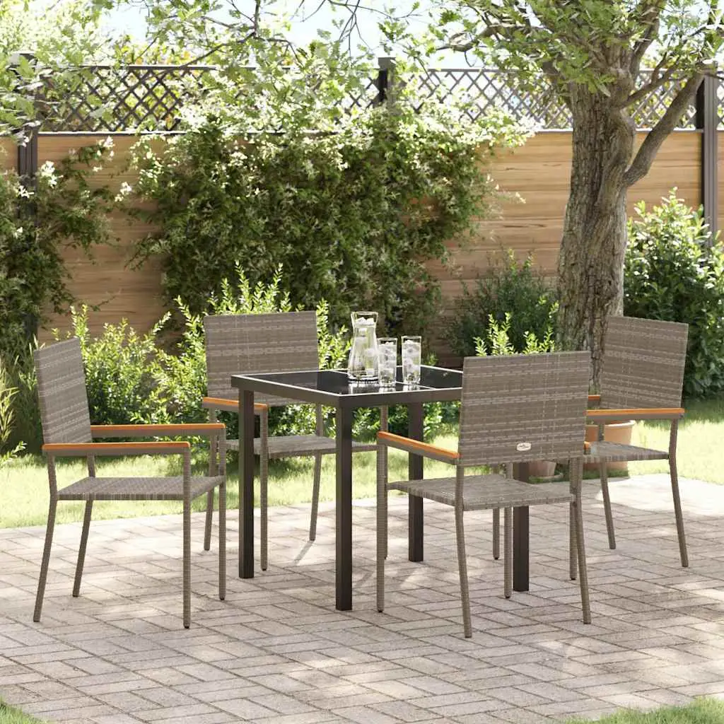 Ensemble de salle à manger pour jardin 5 pcs Gris polyrotin vidaXL 3379710