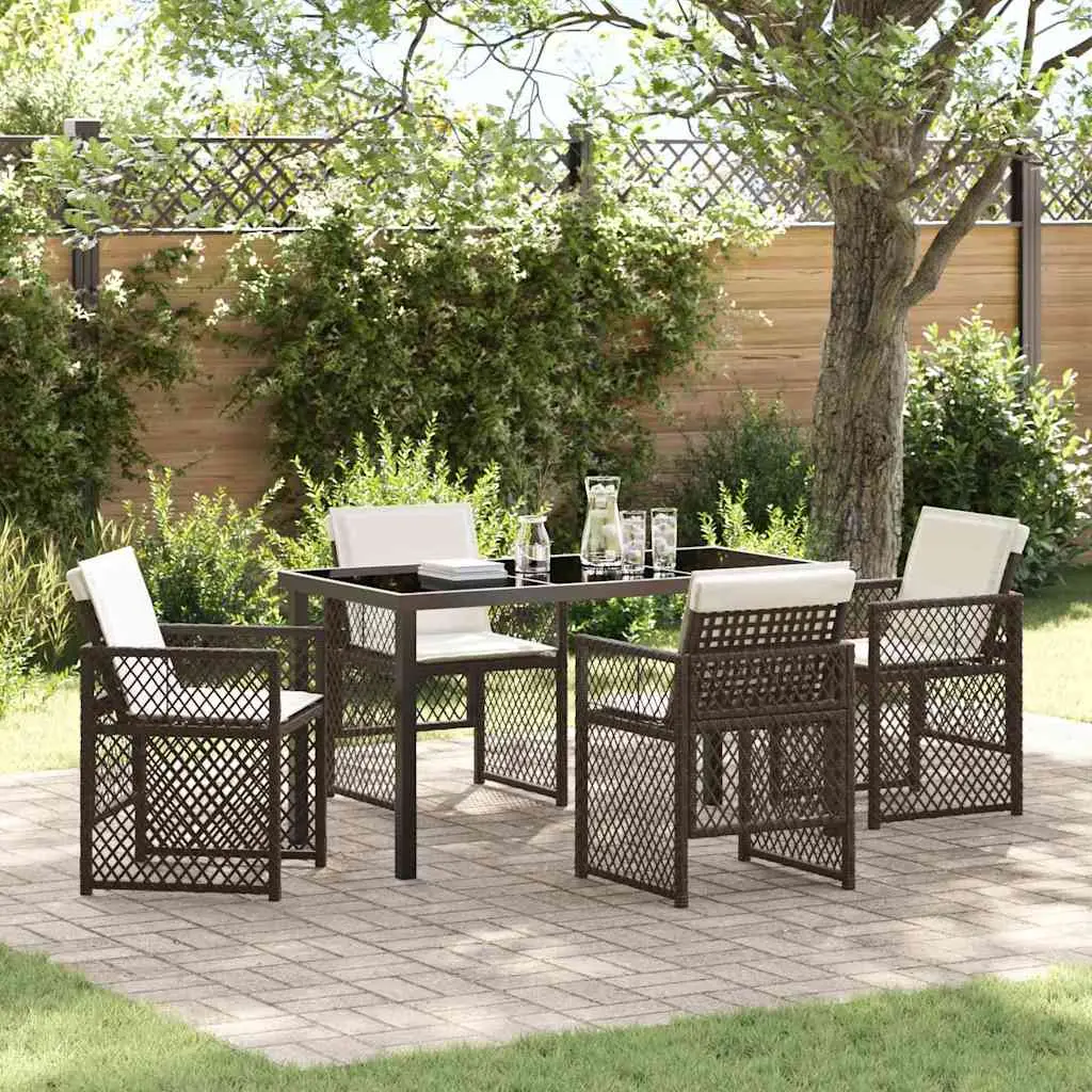 Ensemble de salle à manger pour jardin 5 pcs Marron polyrotin vidaXL 3380630