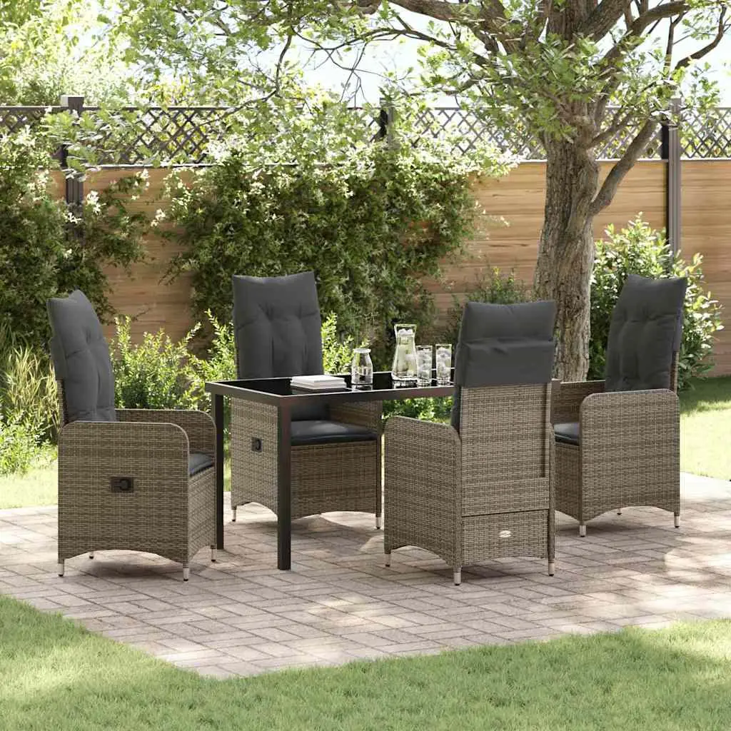Ensemble de salle à manger pour jardin 5 pcs Gris polyrotin vidaXL 3379648