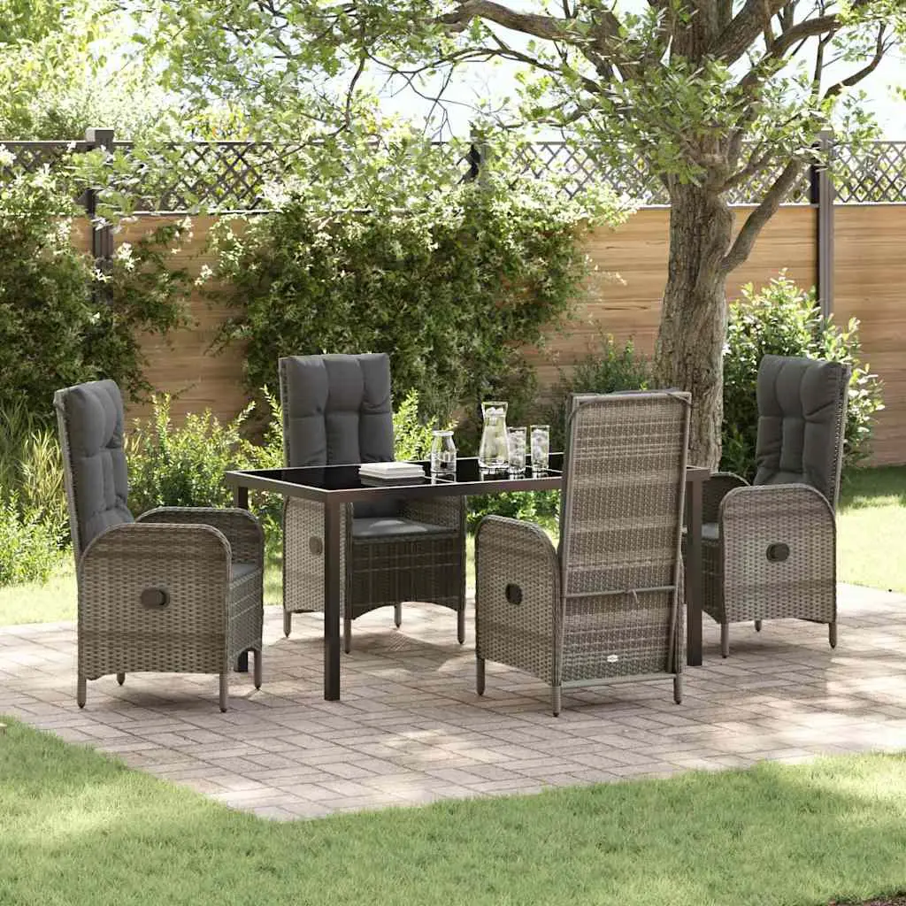 Ensemble de salle à manger pour jardin 5 pcs Gris polyrotin vidaXL 3380130