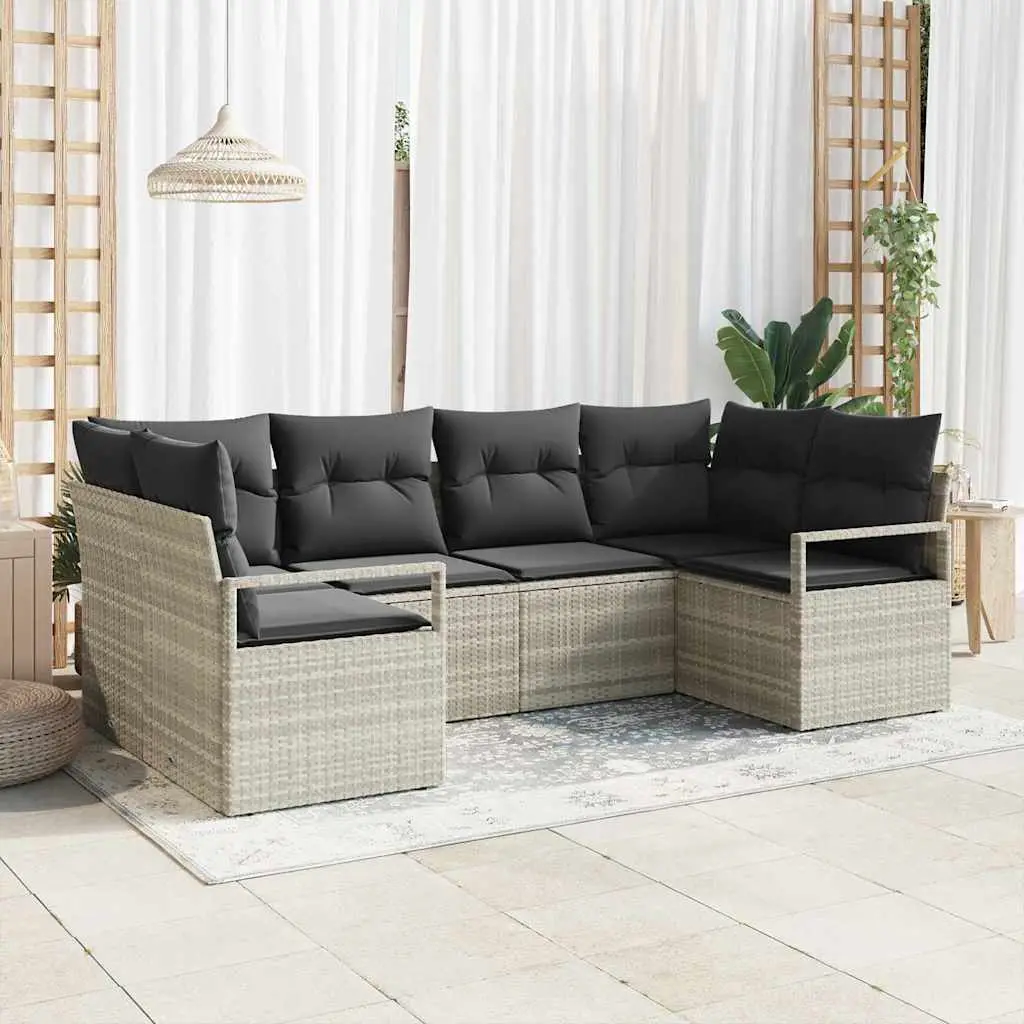 Ensemble de Canapés avec coussin 6 pcs Gris clair polyrotin vidaXL 3346522