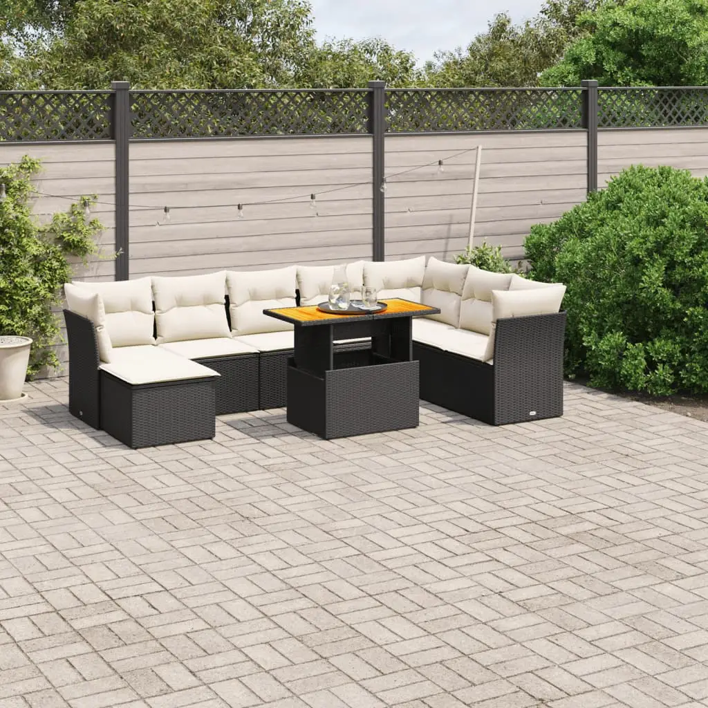 Ensemble de jardin 9 places noir avec repose-pied modulable et table réglable – ComfortXL Outdoor Living
