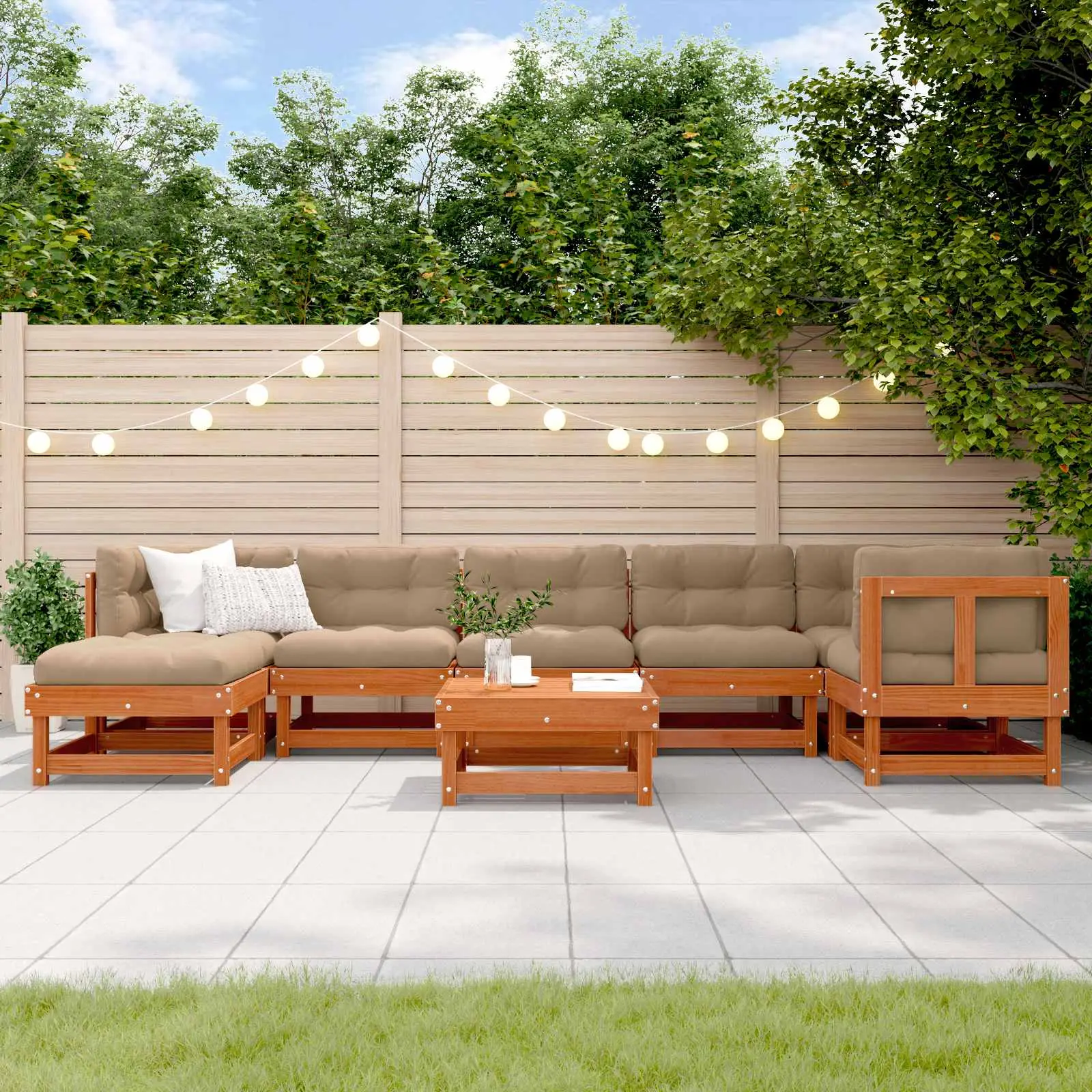 Ensemble de salon de jardin ARAKIL 8 pcs Brun cire vidaXL 3418064