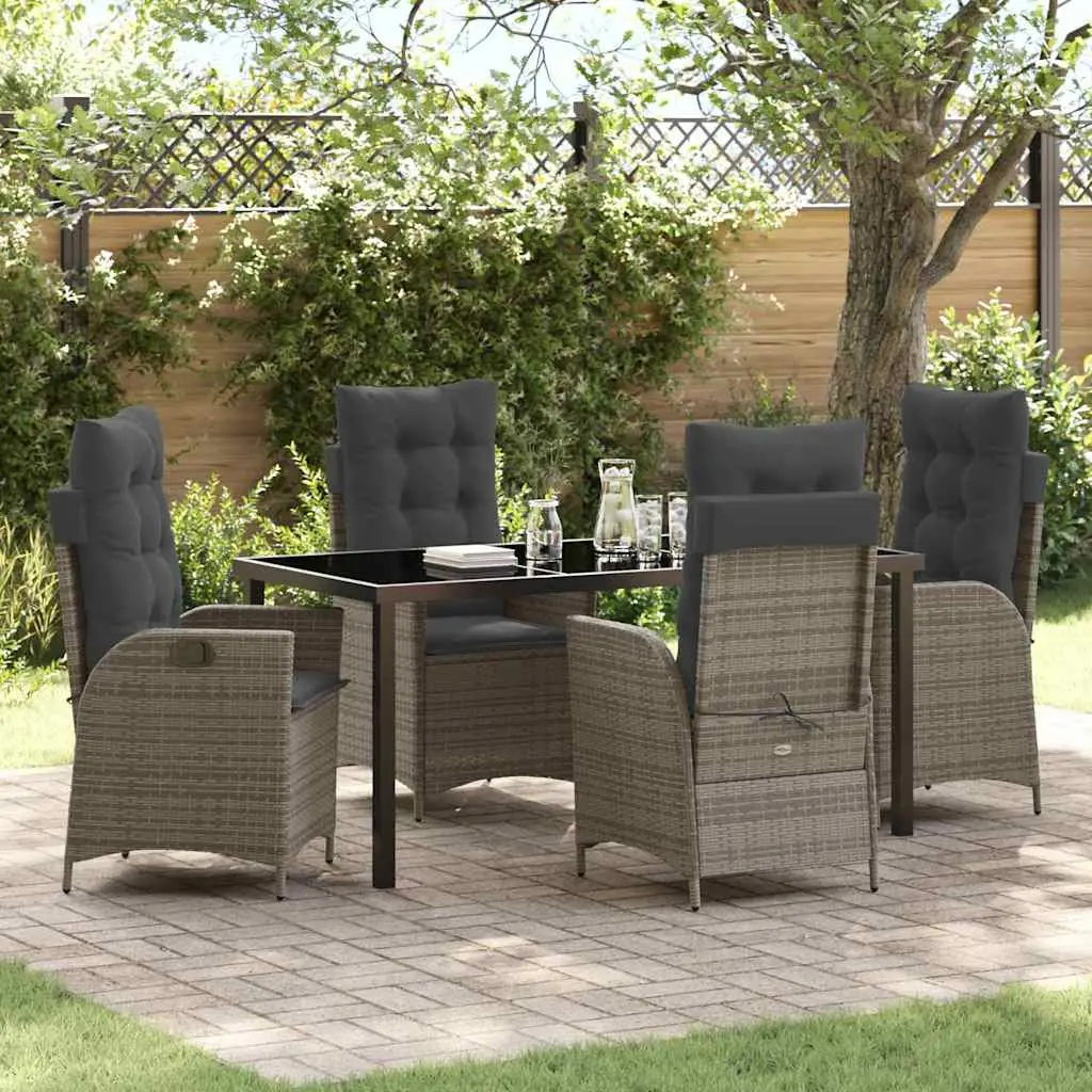 Ensemble de salle à manger pour jardin 5 pcs Gris polyrotin vidaXL 3380501