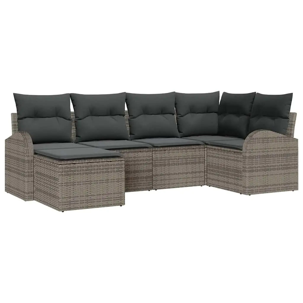 Ensemble de Canapés avec coussin 6 pcs Gris polyrotin vidaXL 3354778