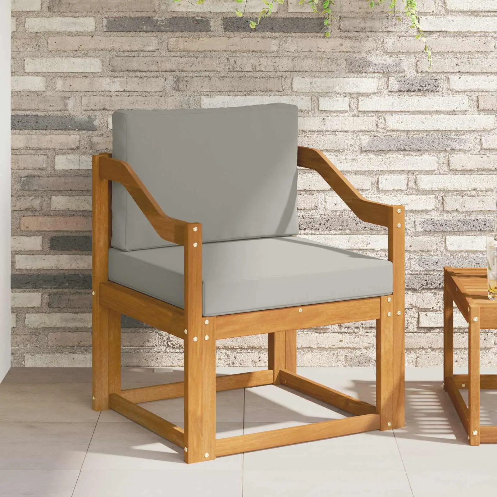Canapé d’extérieur Bois d’acacia massif et polyester vidaXL 3436248 Naturel et gris clair