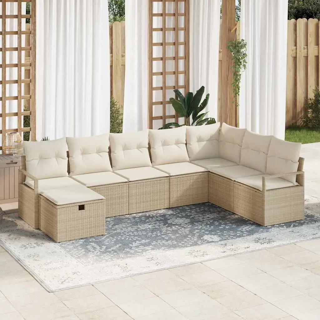 Ensemble de Canapés avec coussin 5 pcs polyrotin vidaXL 3360562 Beige/ Blanc crème