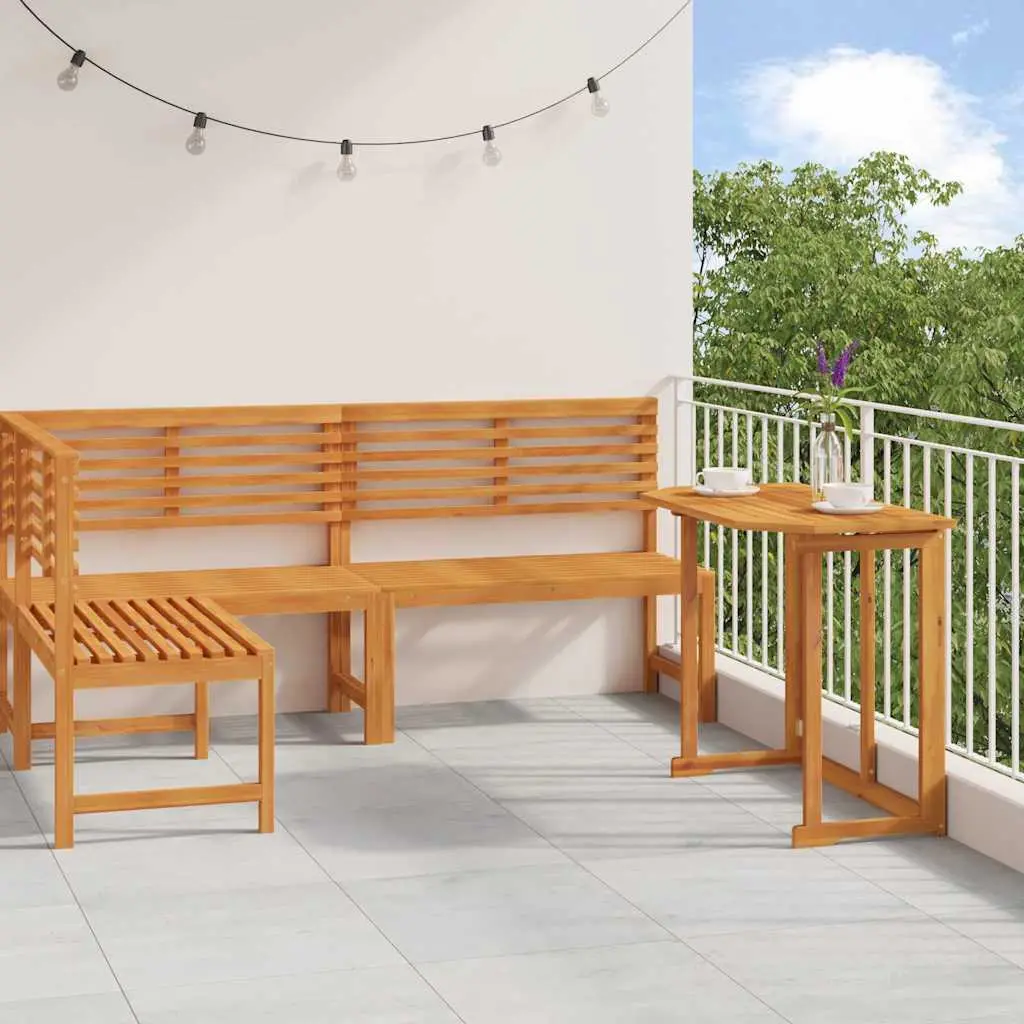 Ensemble de banc de jardin 3 pcs Marron Bois d’Acacia Massif vidaXL 3328692 sans coussin