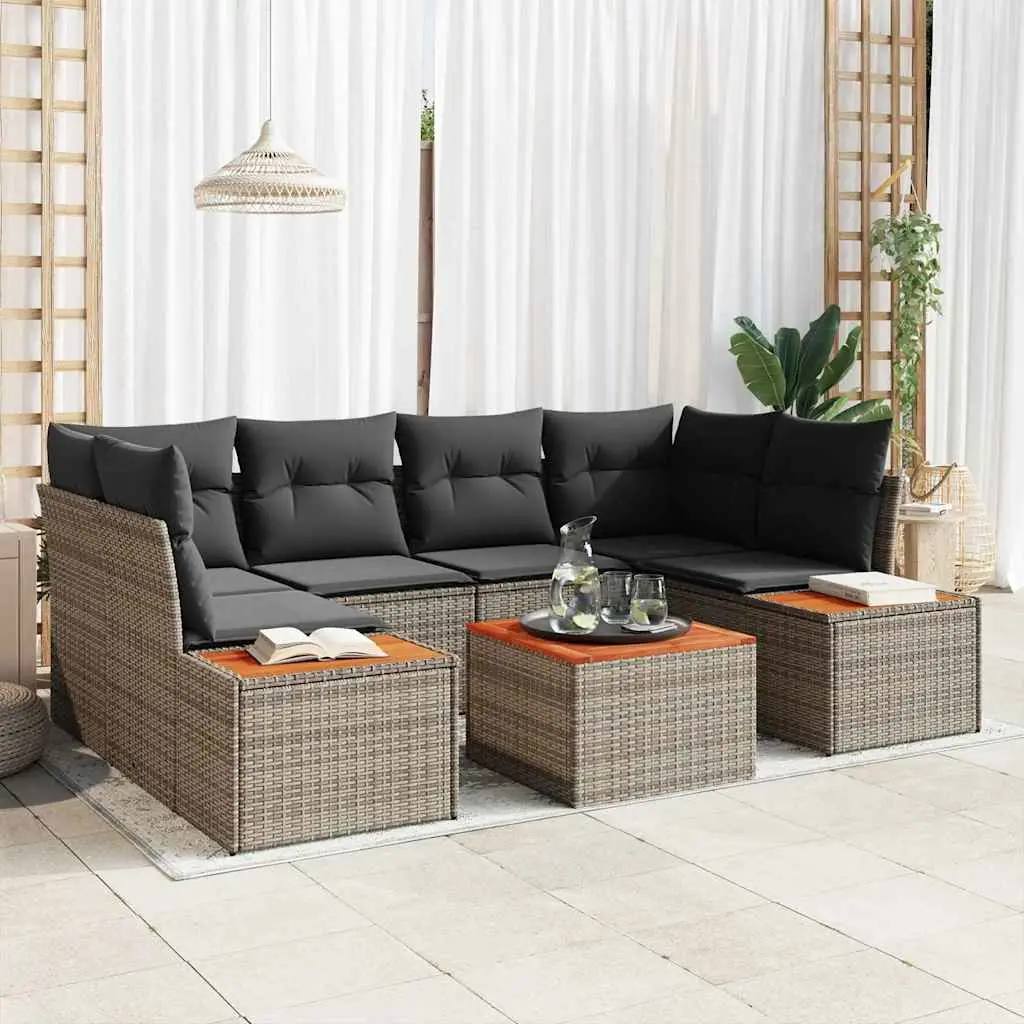 Ensemble de canapé de jardin avec coussin 6 pcs Gris Poly rotin vidaXL 3348035