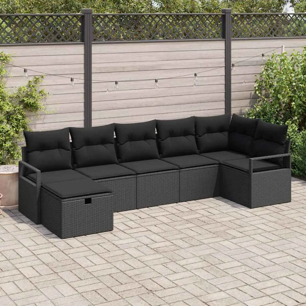 Ensemble de Canapés avec coussin 5 pcs polyrotin vidaXL 3360534 Noir/ Noir
