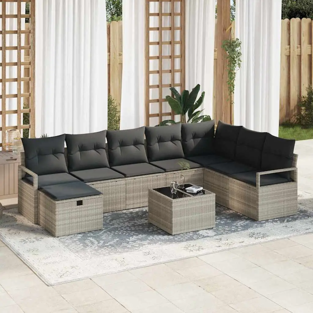 Ensemble de Canapés avec coussin 5 pcs polyrotin vidaXL 3360573 Gris clair/ Gris foncé