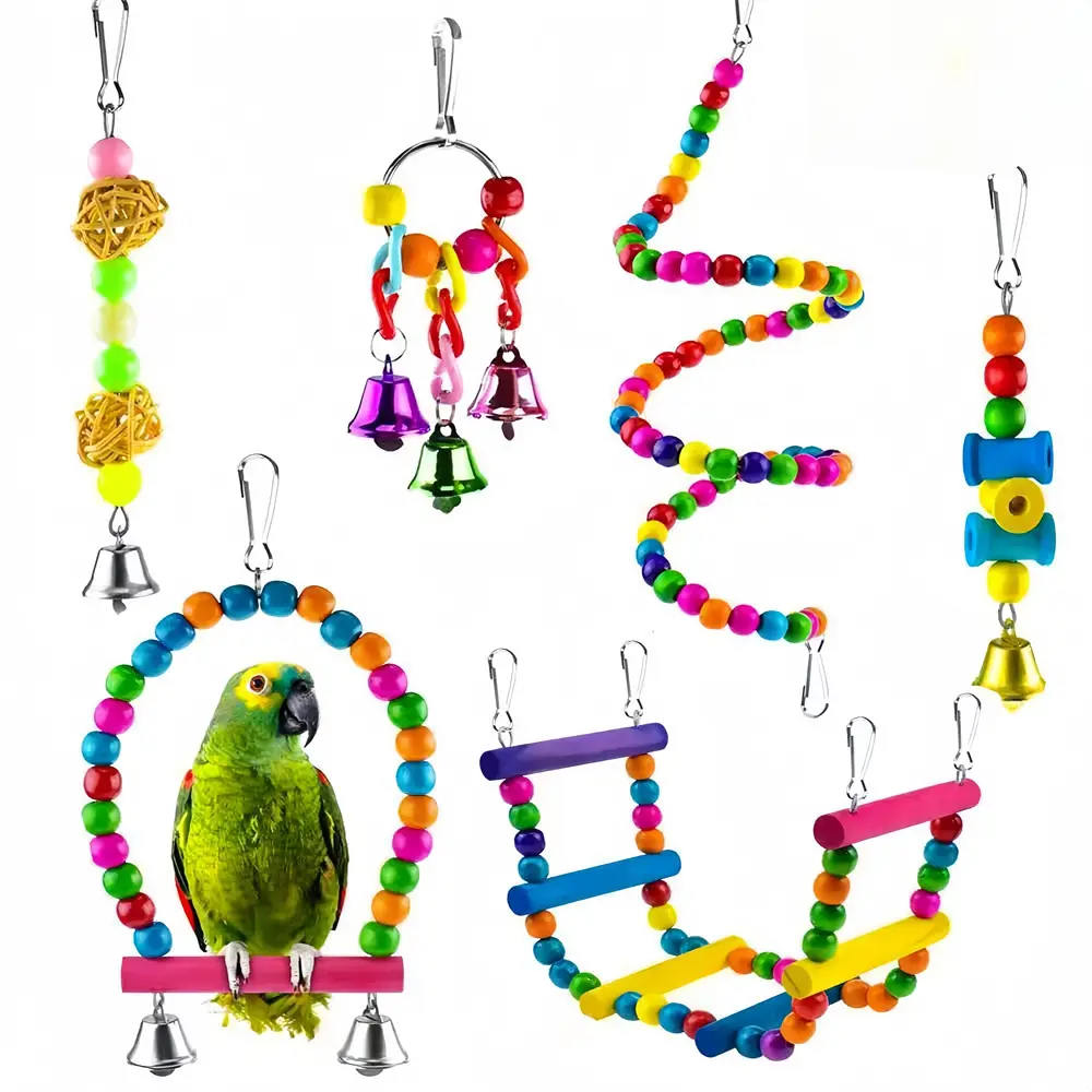 Ensemble de 6 jouets colorés pour oiseaux 6 article