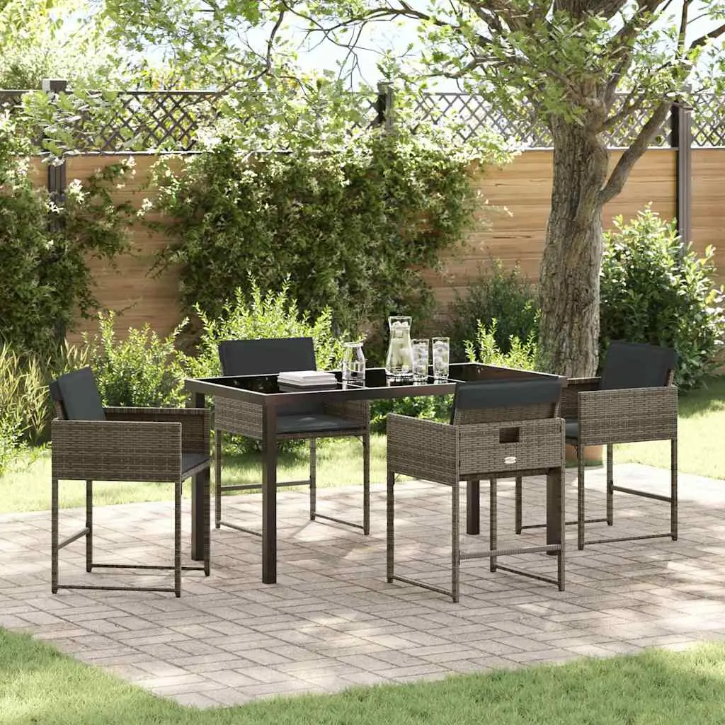Ensemble de salle à manger pour jardin 5 pcs Gris polyrotin vidaXL 3380722