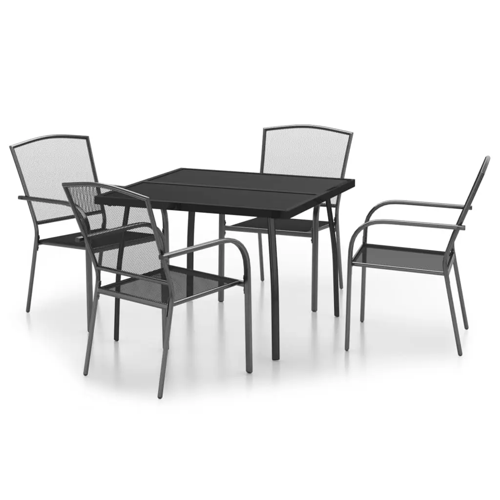 Ensemble de 5 pcs table de jardin avec chaises – mobilier de jardin anthracite acier-JU2986