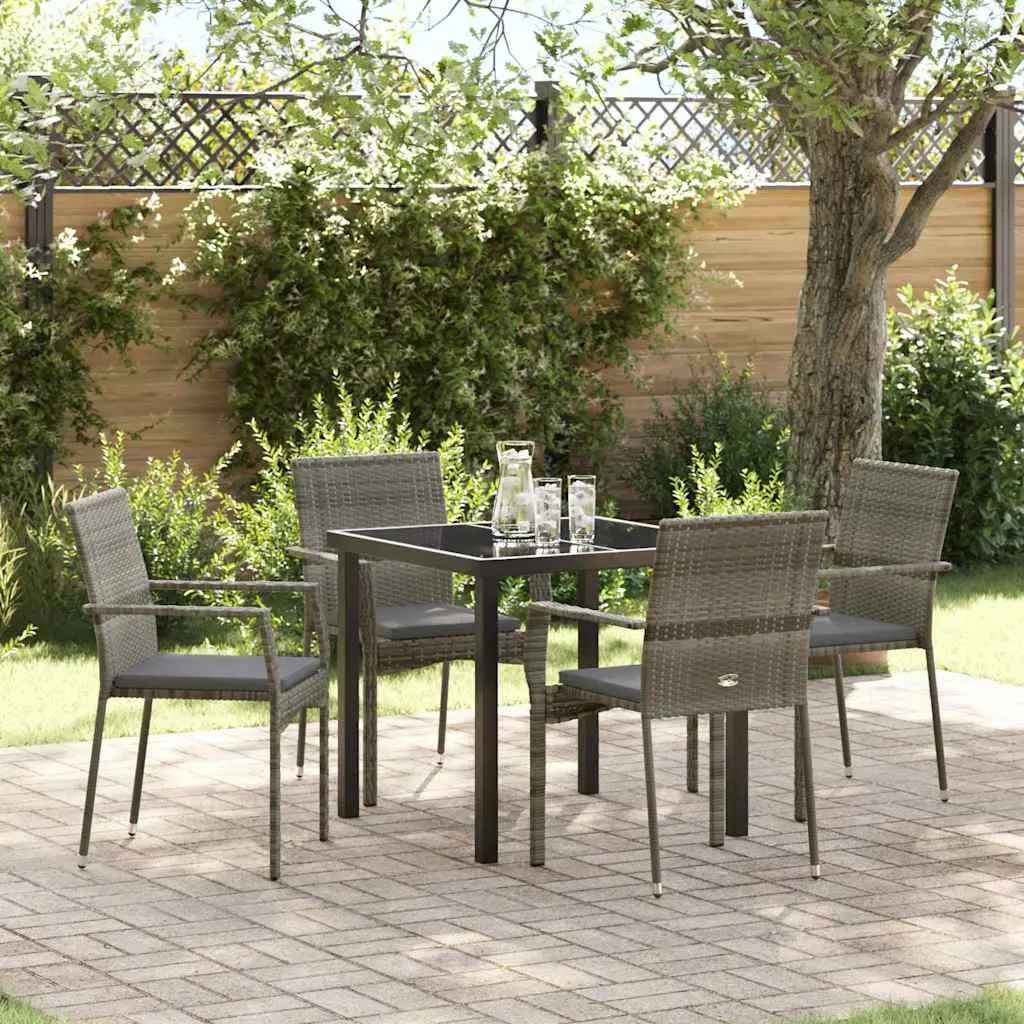Ensemble de salle à manger pour jardin 5 pcs Gris polyrotin vidaXL 3380093