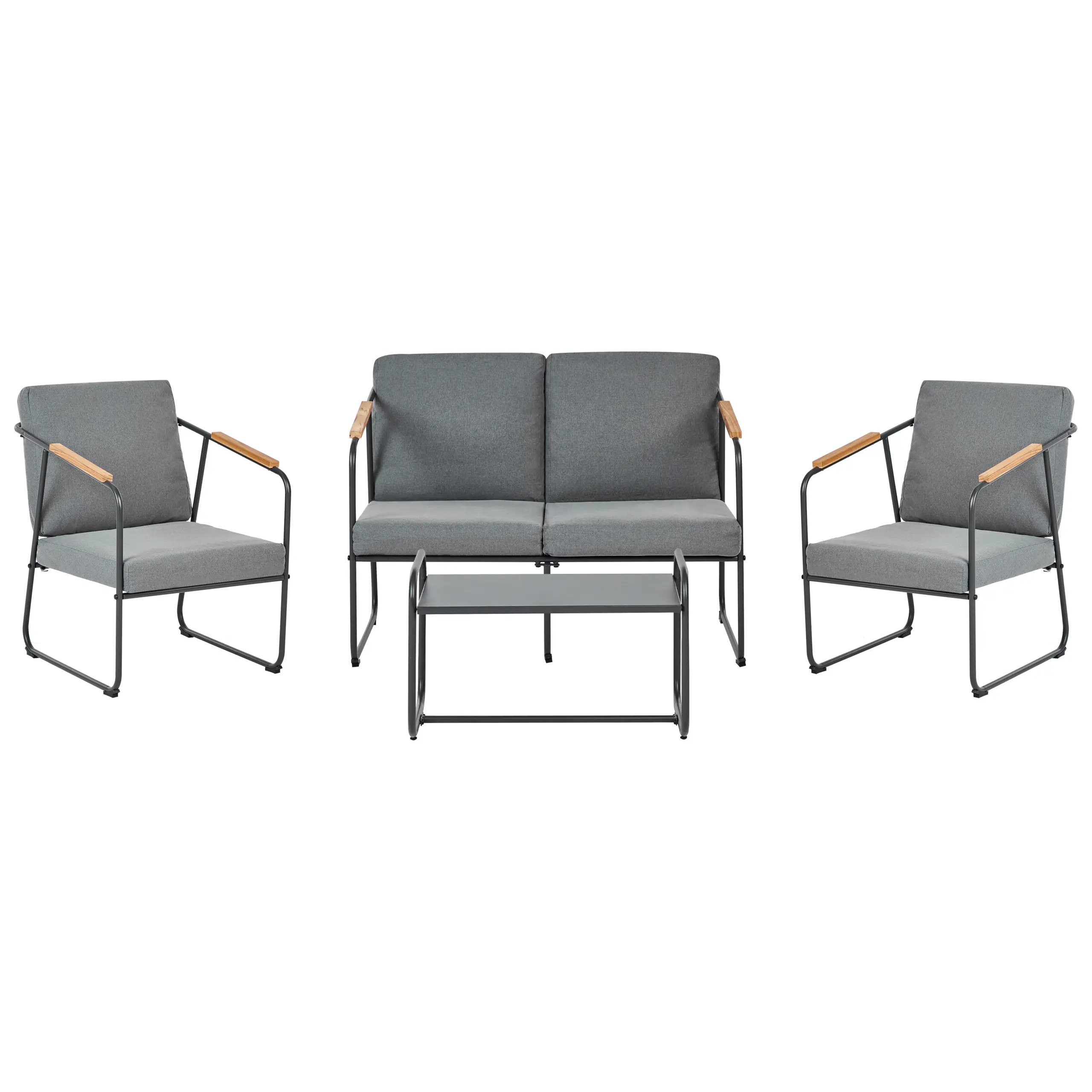 Ensemble de salon de jardin – Mobilier de jardin avec table 4 places VEZZANA Métal Gris