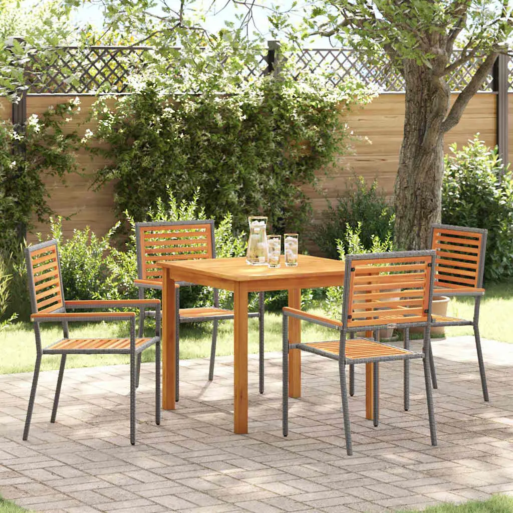 Ensemble de salle à manger pour jardin 5 pcs Gris vidaXL 3365515