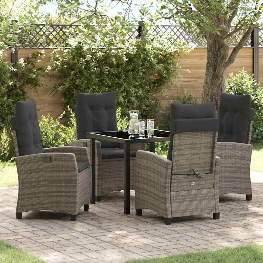 Ensemble de salle à manger pour jardin 5 pcs Gris polyrotin vidaXL 3380387