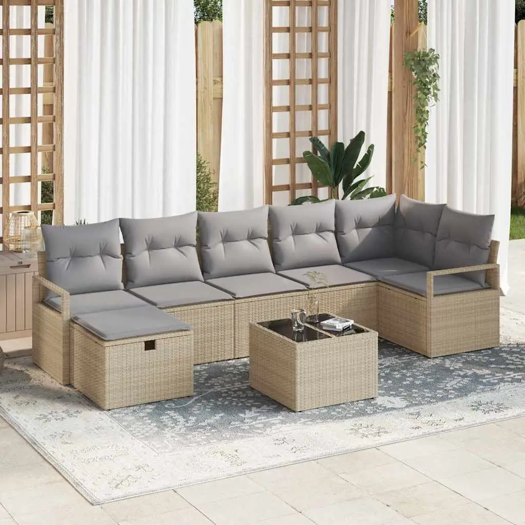Ensemble de Canapés avec coussin 5 pcs polyrotin vidaXL 3360541 Beige/ Gris clair