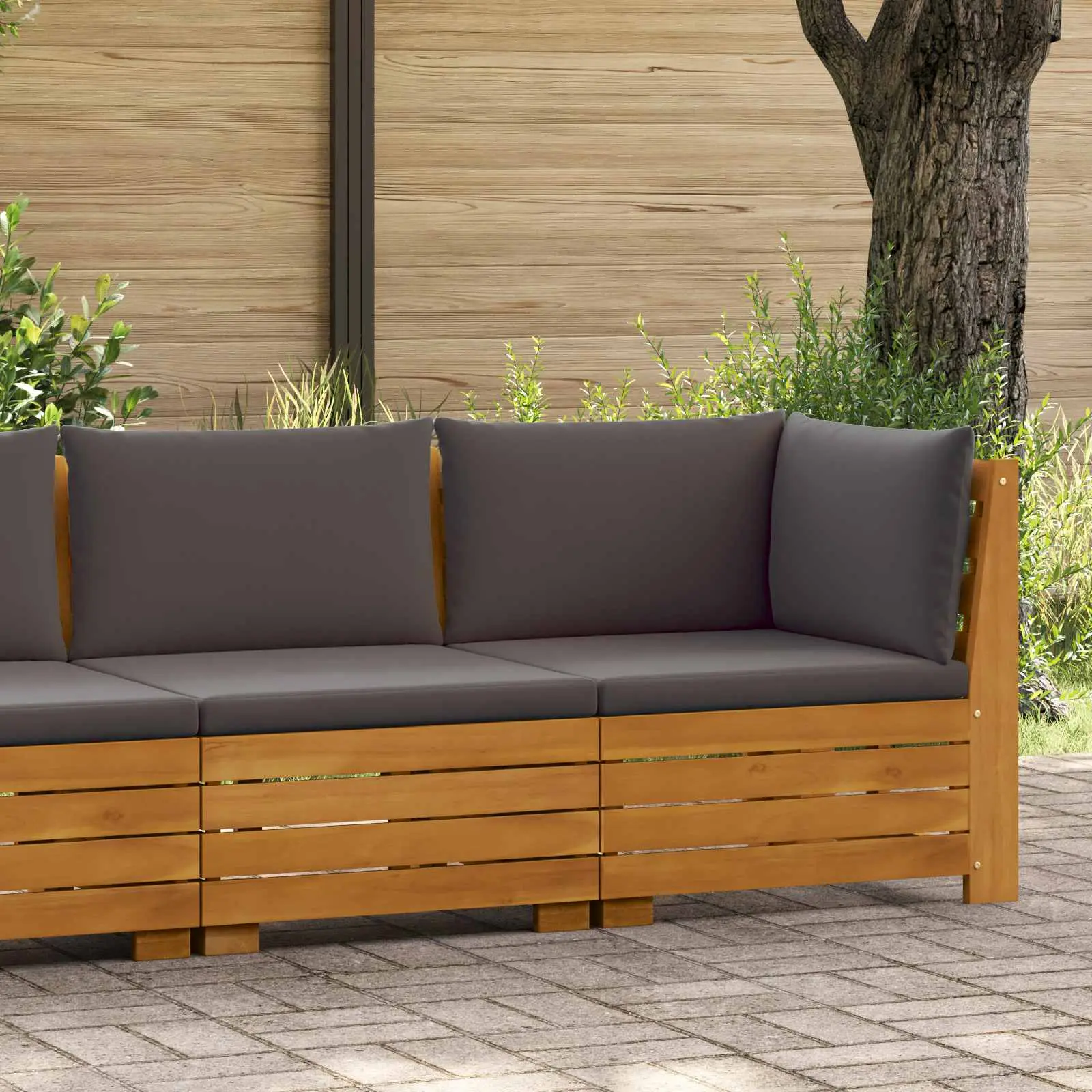 Ensemble de salon de jardin 2 Pièce Marron Bois d’Acacia Massif vidaXL 42022438 Gris foncé