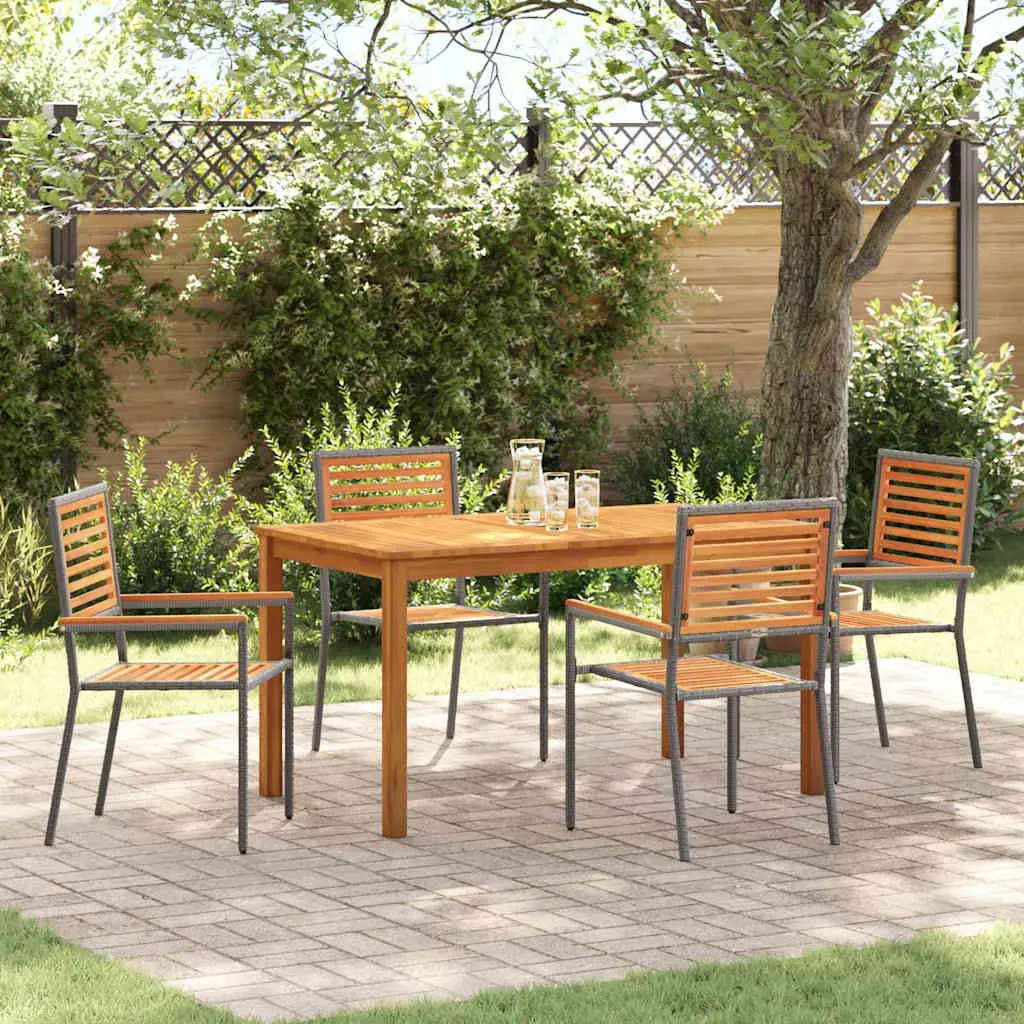 Ensemble de salle à manger pour jardin 5 pcs Gris vidaXL 3365536