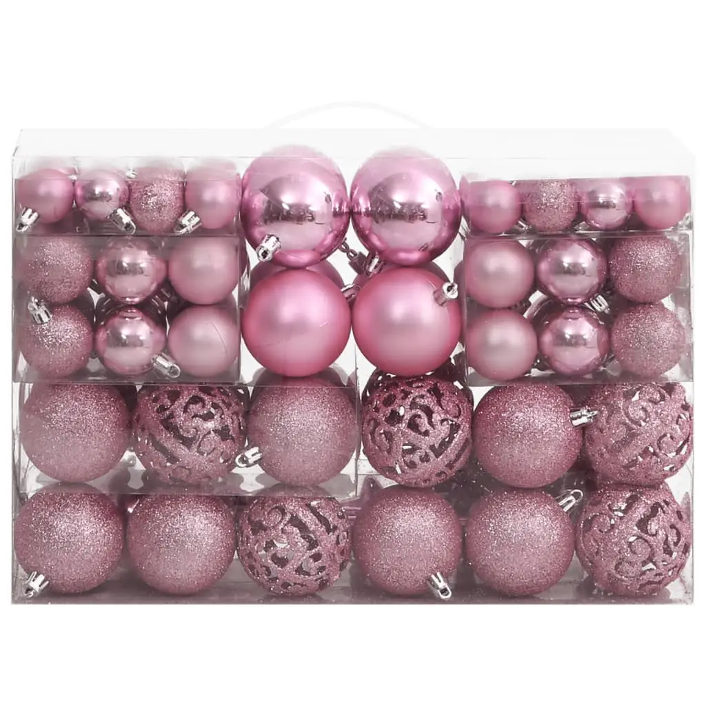 Ensemble de boules de Noël – Ornements de Noël – décorations de Noël 111 pièces rose polystyrène