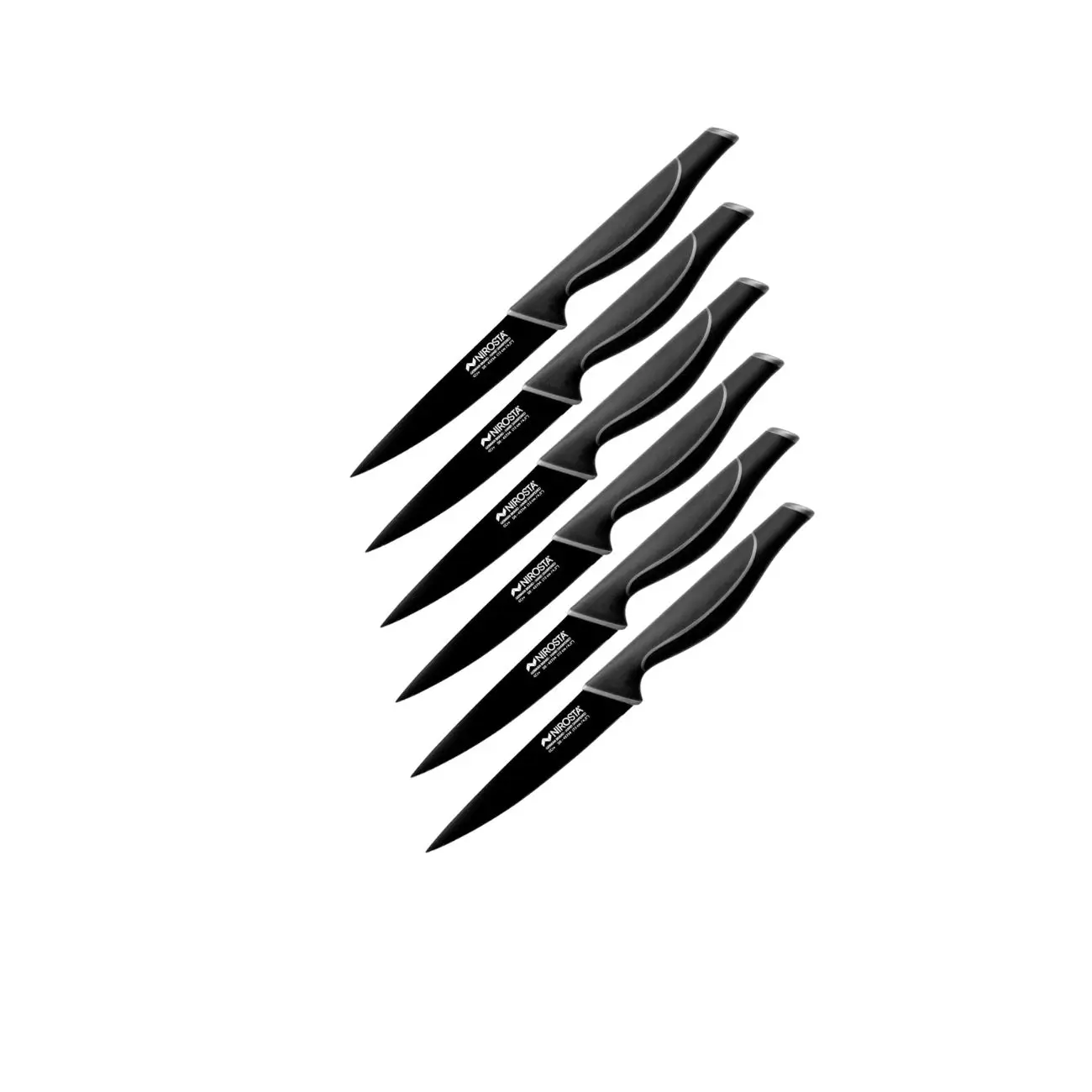 Set de 6 couteaux d’office 24 cm en acier inoxydable Nirosta Black Edition