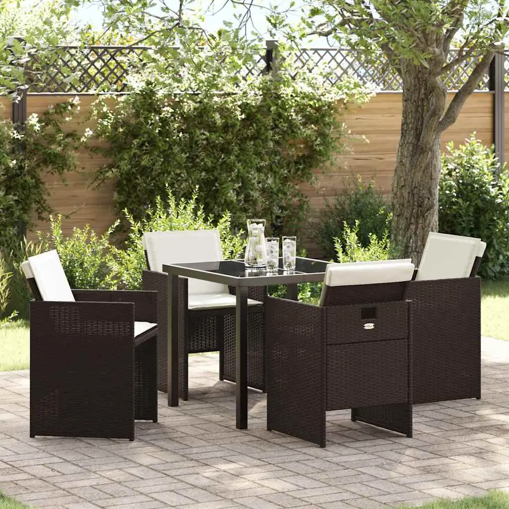 Ensemble de salle à manger pour jardin 5 pcs Marron polyrotin vidaXL 3380601