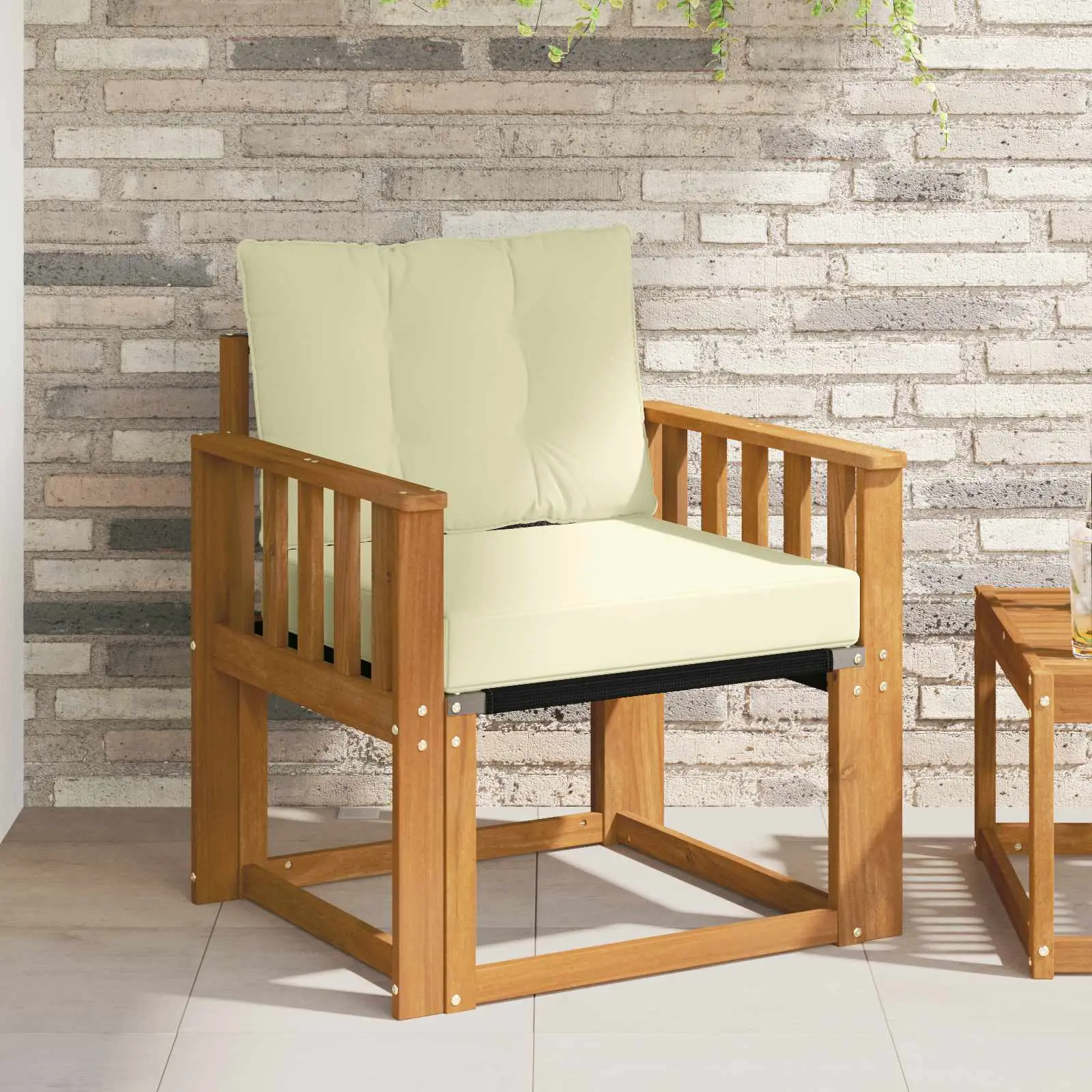 Canapé d’extérieur Bois d’Acacia Massif Naturel et Crème vidaXL 3436294 Naturel et crème