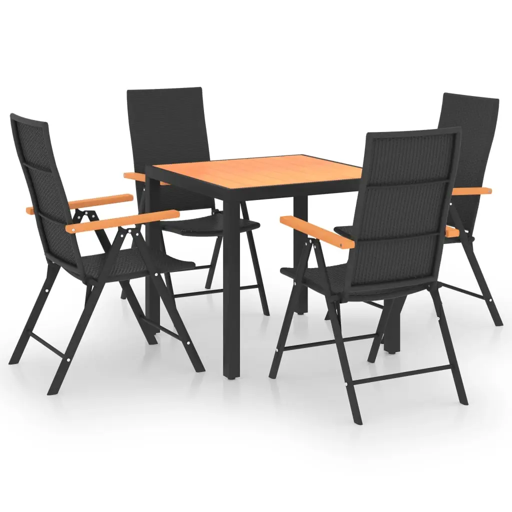 Ensemble de 5 pcs table de jardin avec chaises – mobilier de jardin noir et marron-JU2923 Noir