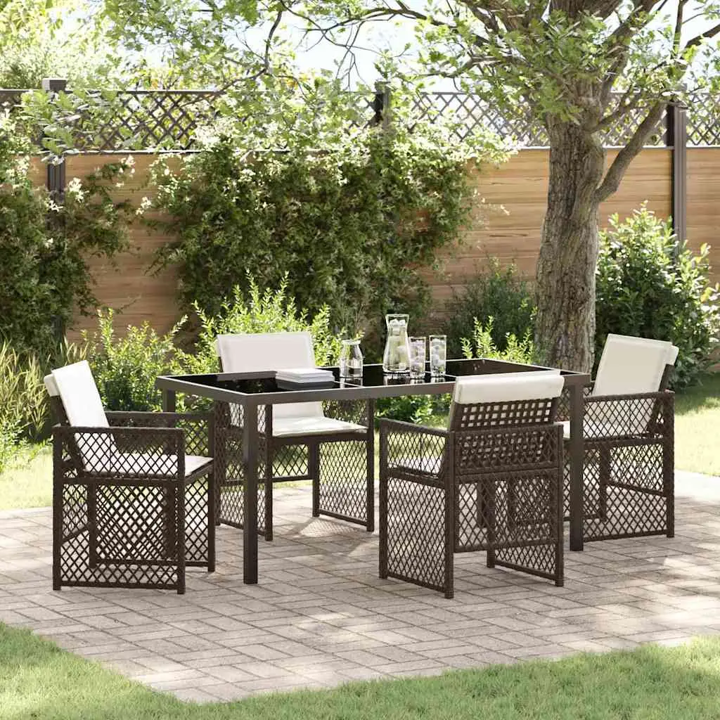 Ensemble de salle à manger pour jardin 5 pcs Marron polyrotin vidaXL 3380631