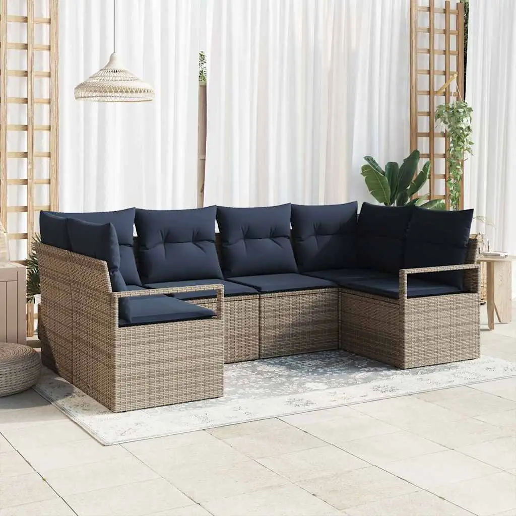 Ensemble de Canapés avec coussin 6 pcs Gris Poly Rattan vidaXL 3346525