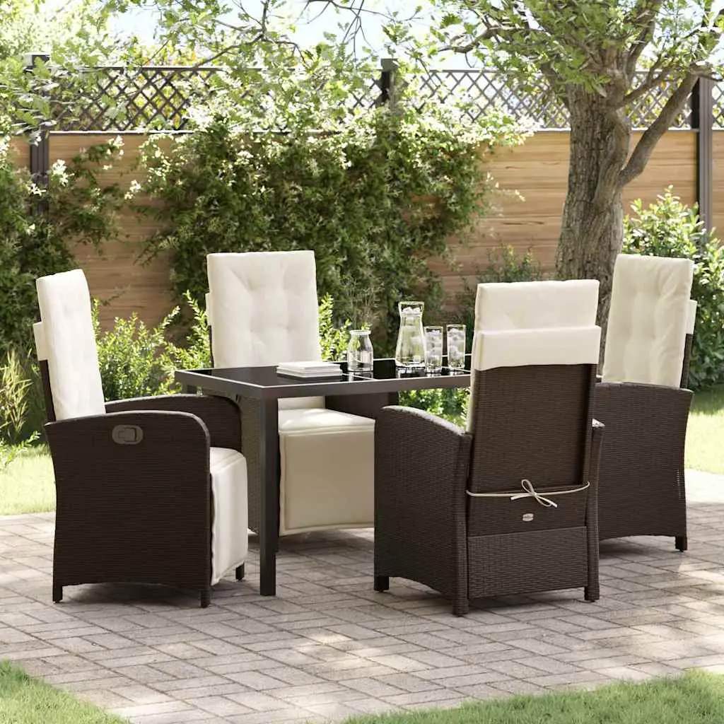 Ensemble de salle à manger pour jardin 5 pcs Marron polyrotin vidaXL 3380318