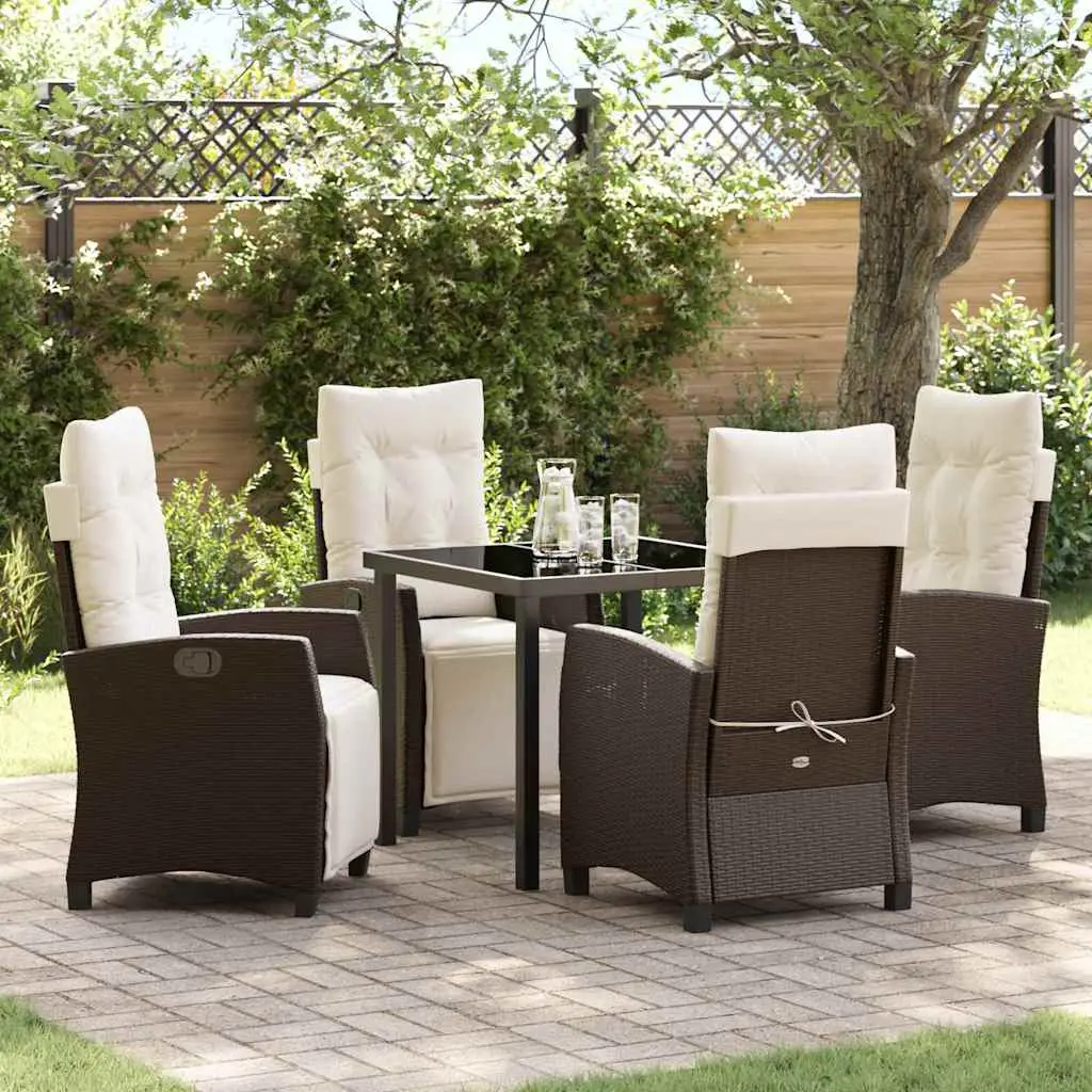 Ensemble de salle à manger pour jardin 5 pcs Marron polyrotin vidaXL 3380429