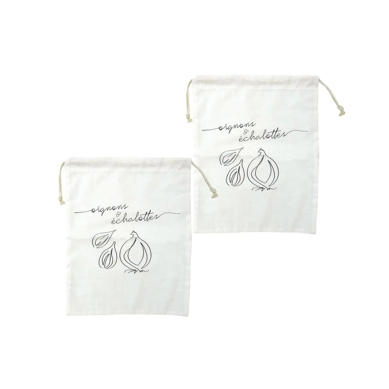 Ensemble de 2 Sacs de conservation pour oignons et échalotes en coton Fackelmann Eco Friendly