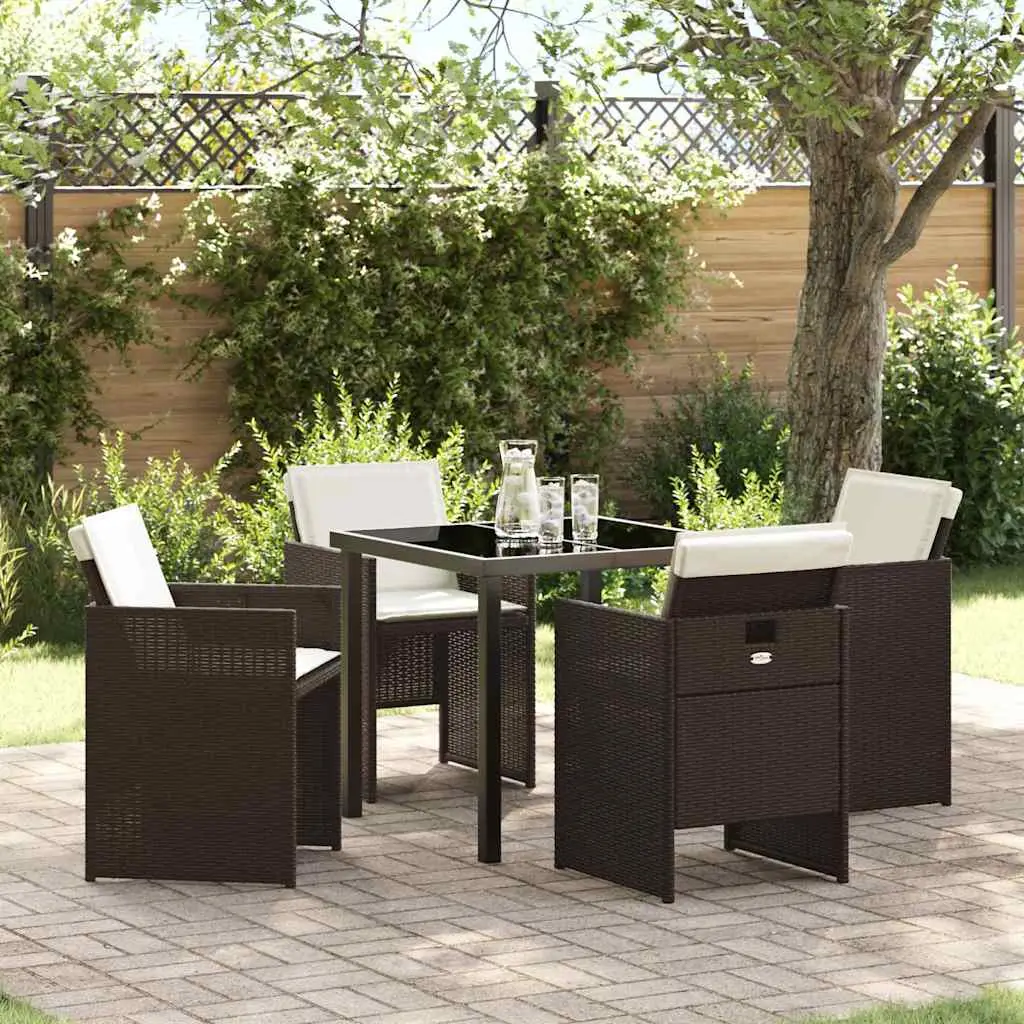 Ensemble de salle à manger pour jardin 5 pcs Marron polyrotin vidaXL 3379952 Marron et blanc crème