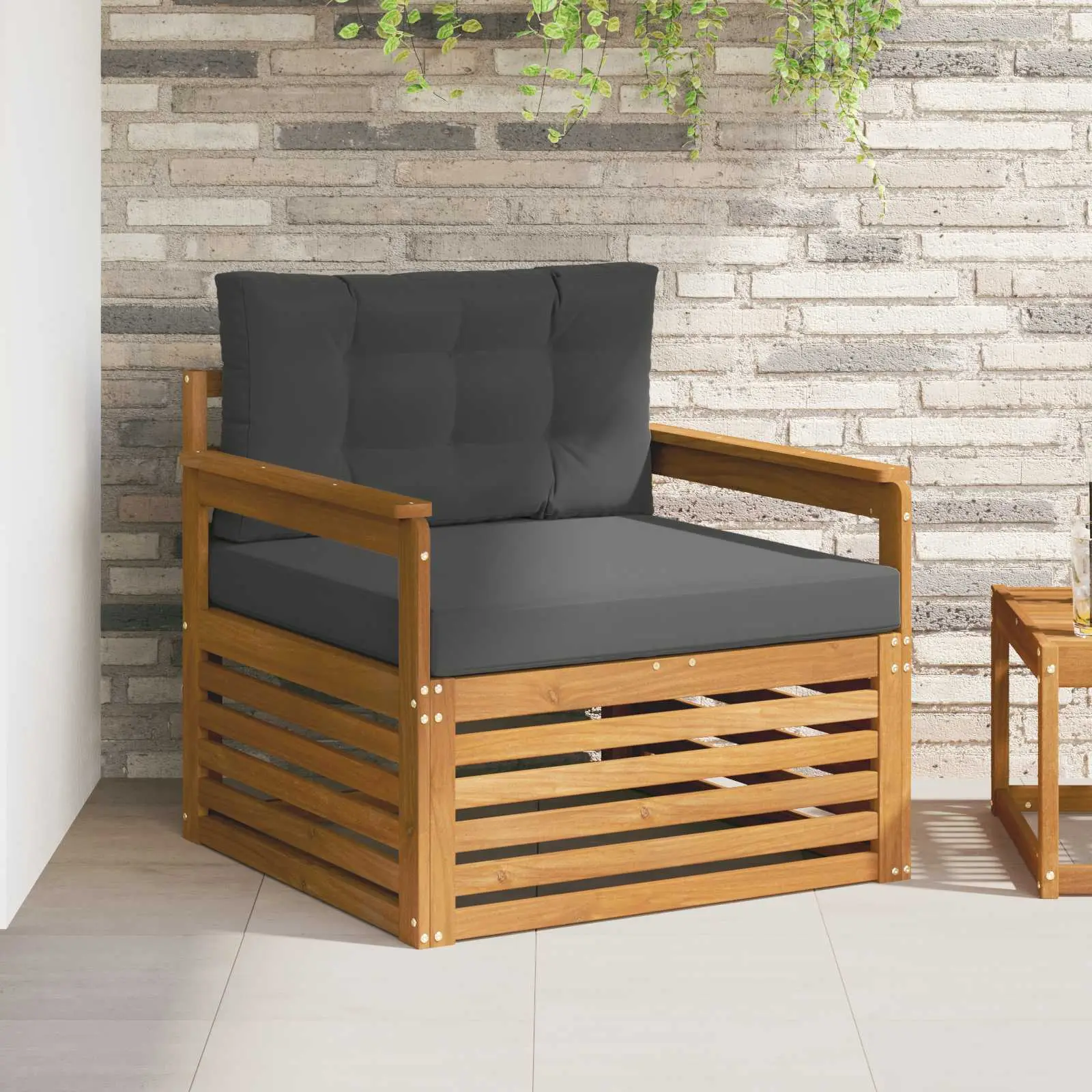 Canapé d’extérieur Bois d’acacia massif et polyester vidaXL 3436382 Naturel et anthracite