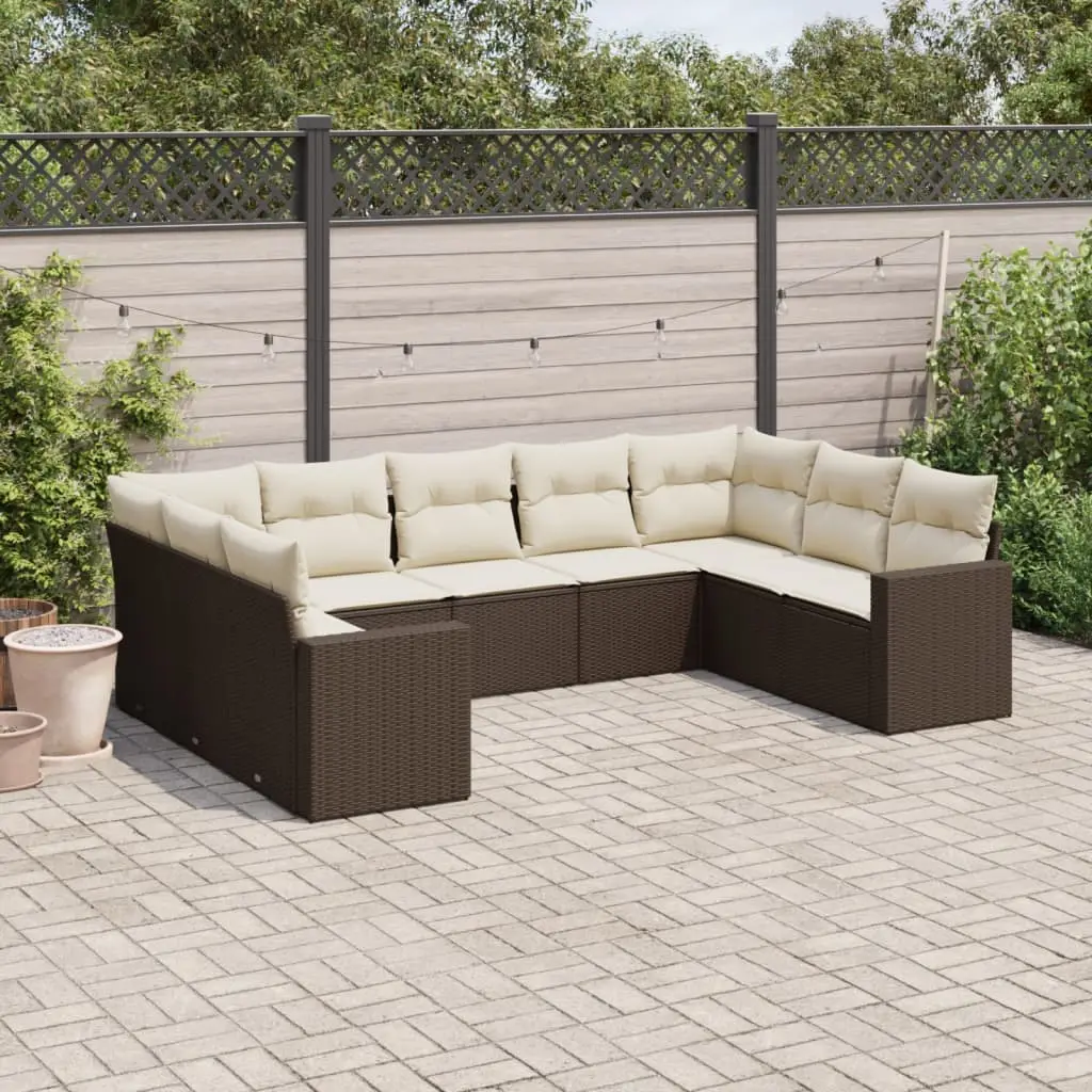 Ensemble de jardin 9 places en résine tressée marron avec coffres de rangement intégrés – ComfortXL Outdoor Living Brun