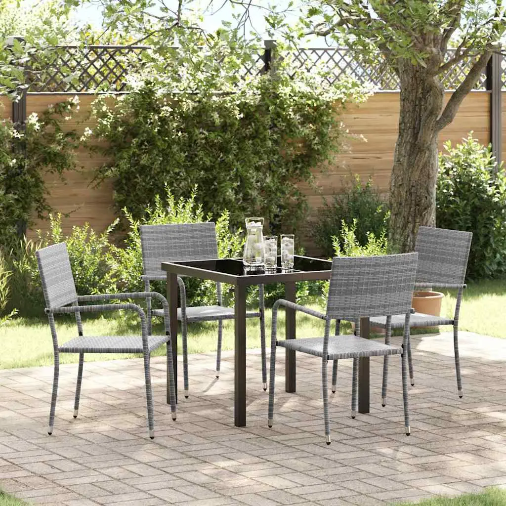 Ensemble de salle à manger pour jardin 5 pcs Gris polyrotin vidaXL 3380044