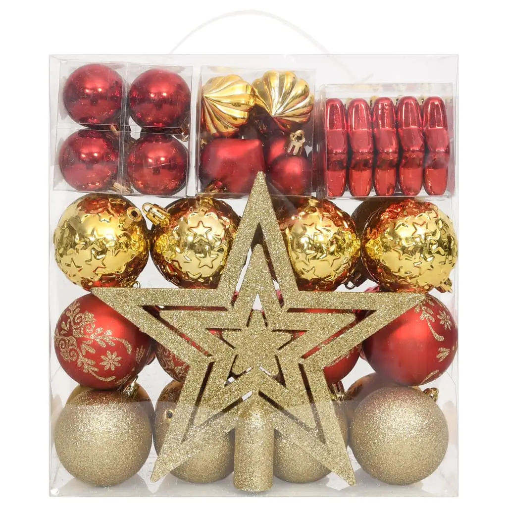 Ensemble de boules de Noël – Ornements de Noël – décorations de Noël 70 pcs Doré et rouge