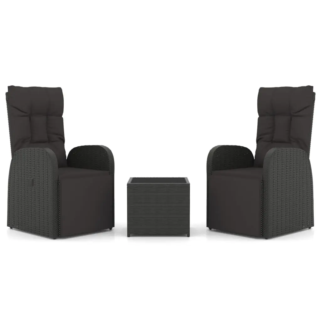 Ensemble de salon de jardin – Mobilier extérieur 3 pcs noir poly rotin et acier P844