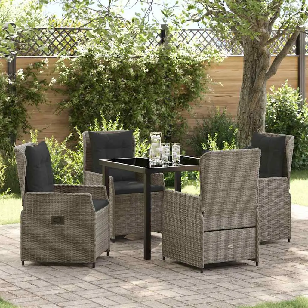 Ensemble de salle à manger pour jardin 5 pcs Gris polyrotin vidaXL 3380954