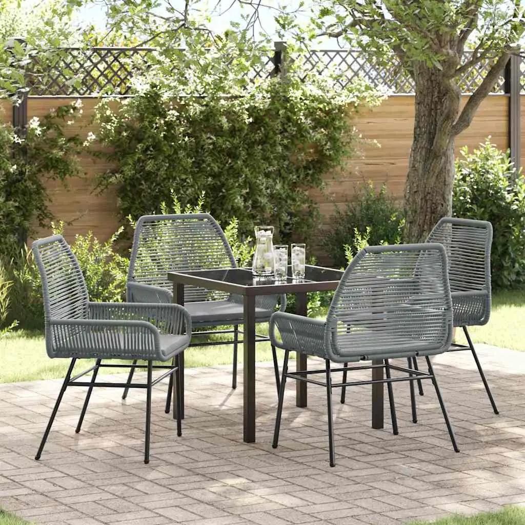 Ensemble de salle à manger pour jardin 5 pcs Gris polyrotin vidaXL 3380884